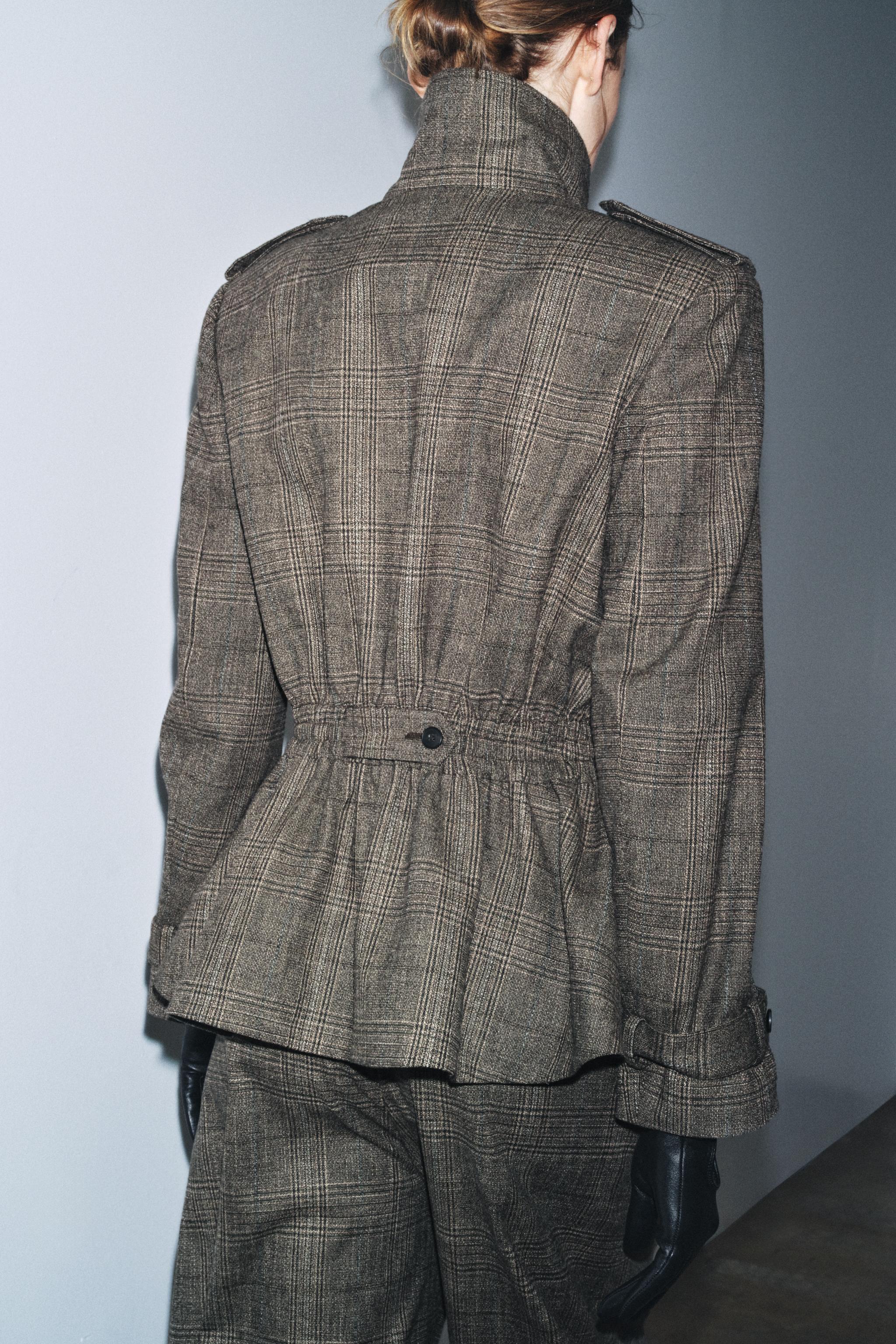 PLAID PEPLUM WOOL BLEND JACKET ZW COLLECTION